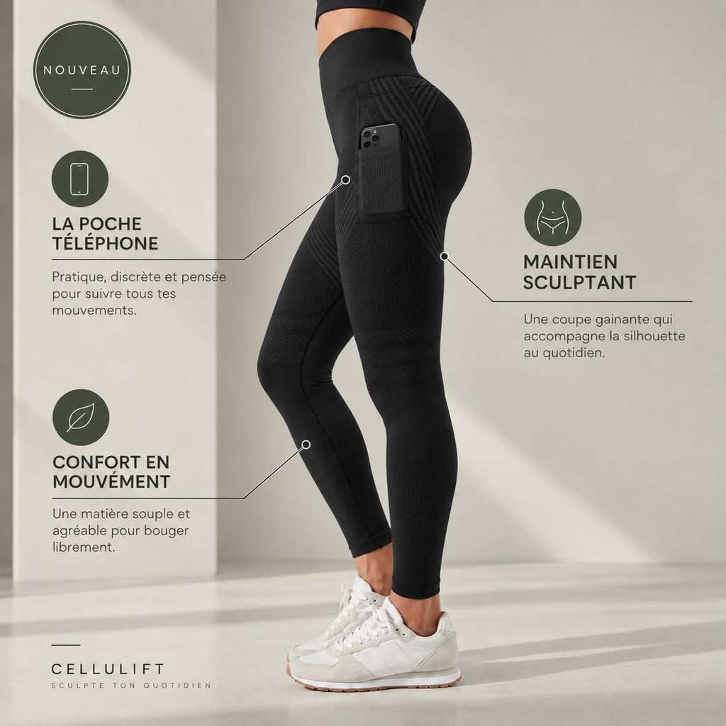 Cellulift — Legging 3D avec Poche Téléphone