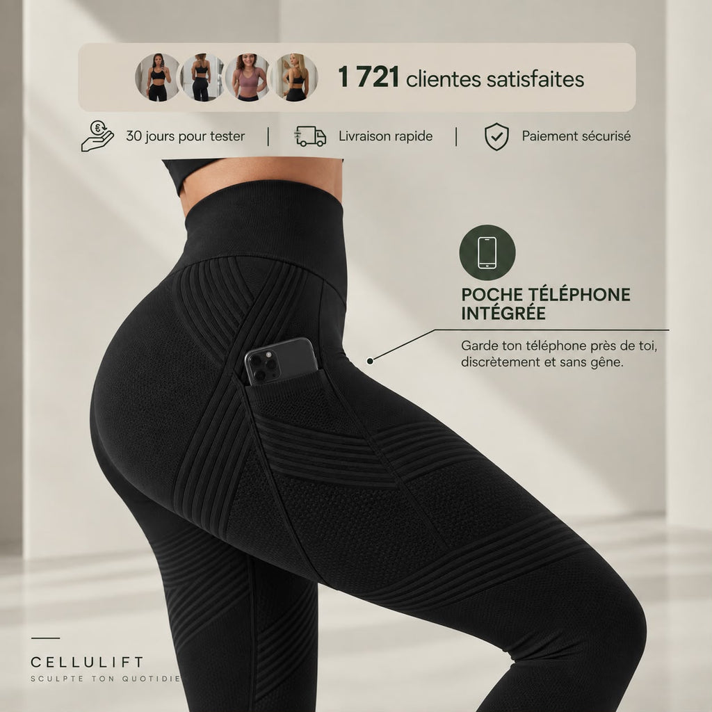Cellulift — Legging 3D avec Poche Téléphone